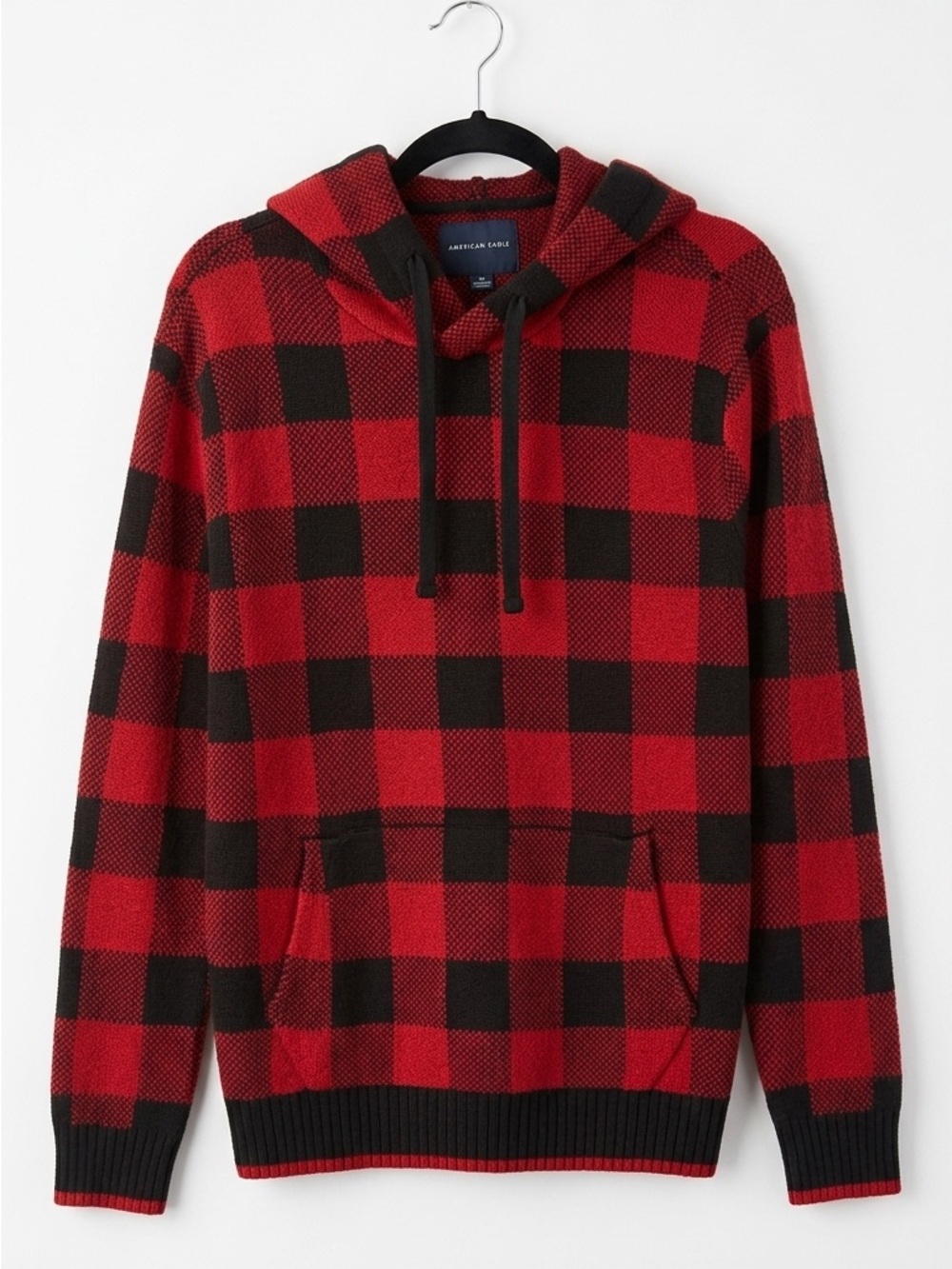 American Eagle Outfitters Red and Black Buffalo Plaid Hoodie
